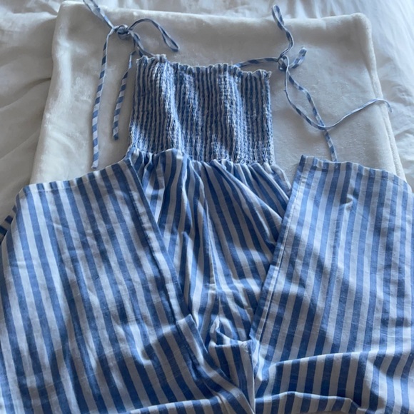 Blue & White Striped Jumpsuit